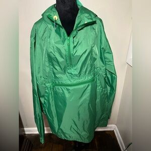 Vintage Lands End Anorak Jacket women Green Nylon Hooded‎ Lightweight XL